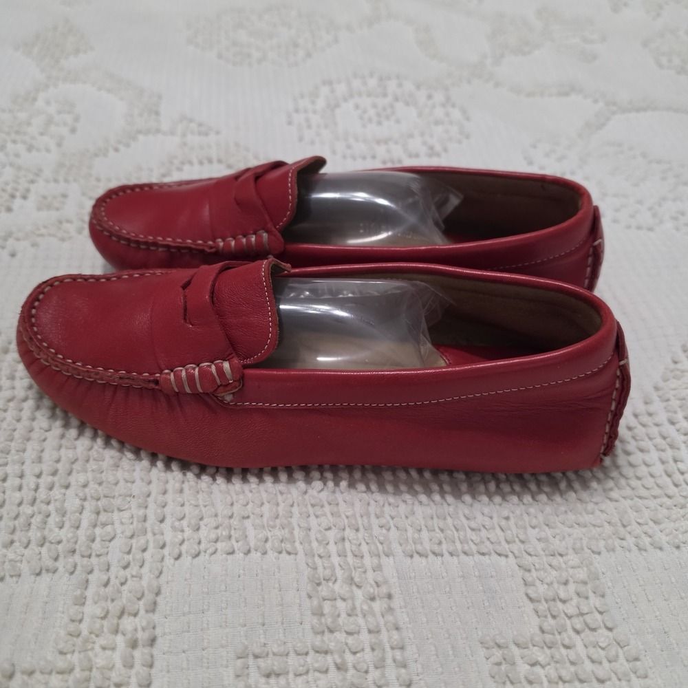 Johnston & Murphy Penny Driver Red Leather Loafers Women's 7.5M